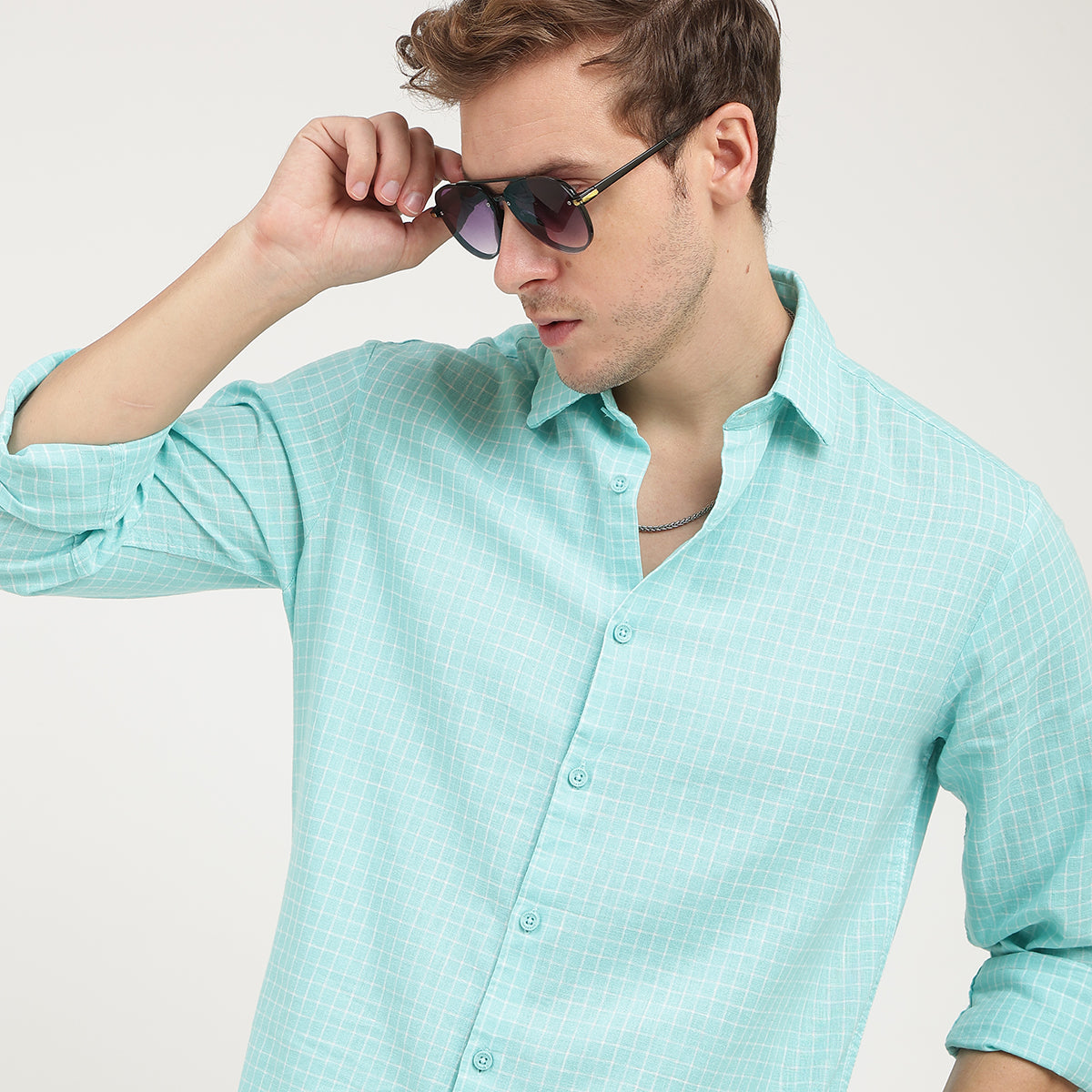 CHECKS FULL SLEEVES CASUAL LINEN SHIRT