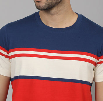 REGULAR FIT STRIPES CREW NECK COTTON TSHIRT