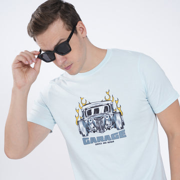 SLIM FIT PRINTED CREW NECK TSHIRT