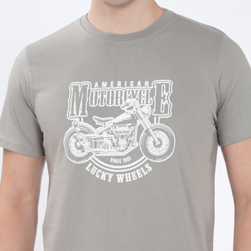 SLIM FIT PRINTED CREW NECK TSHIRT