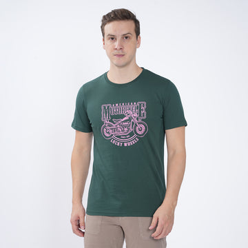 SLIM FIT PRINTED CREW NECK TSHIRT