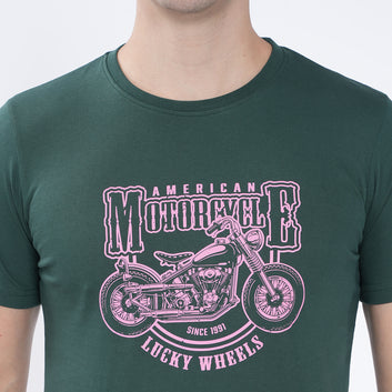 SLIM FIT PRINTED CREW NECK TSHIRT