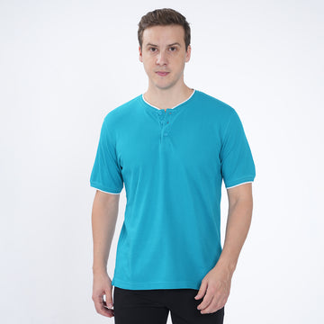 MANDARIN COLLAR SLIM FIT COTTON TSHIRT