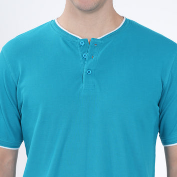 MANDARIN COLLAR SLIM FIT COTTON TSHIRT