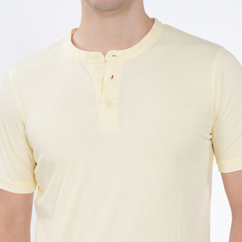 MANDARIN COLLAR SLIM FIT COTTON TSHIRT