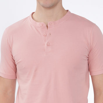 MANDARIN COLLAR SLIM FIT COTTON TSHIRT