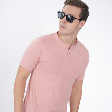MANDARIN COLLAR SLIM FIT COTTON TSHIRT