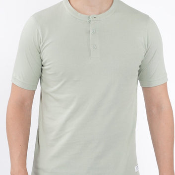 MANDARIN COLLAR SLIM FIT COTTON TSHIRT