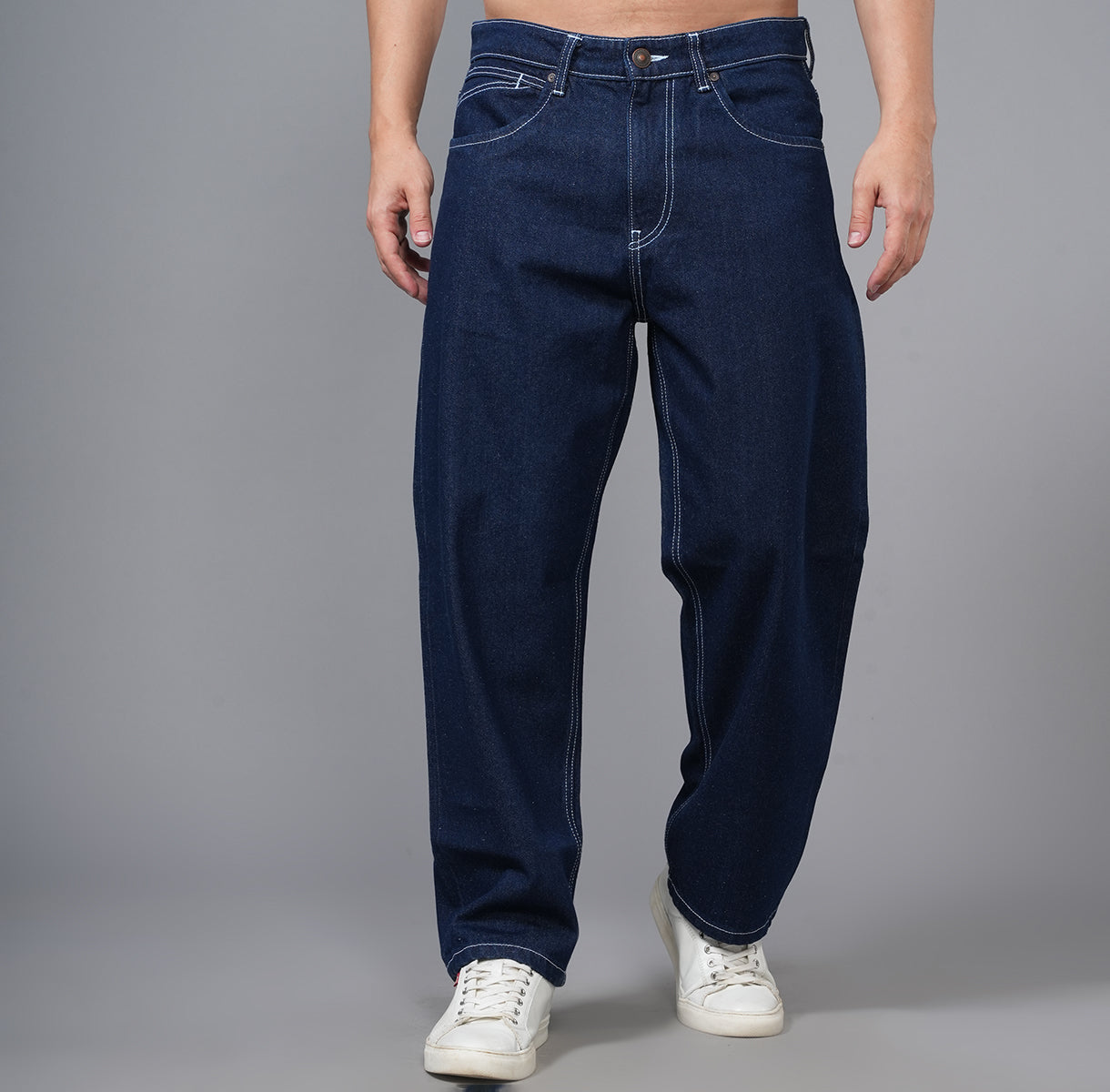 INDIGO DARK WASH LOOSE FIT JEANS