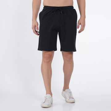 BLACK SLIM FIT KNITTED SHORTS