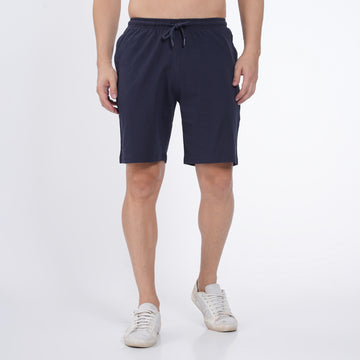 NAVY SLIM FIT KNITTED SHORTS