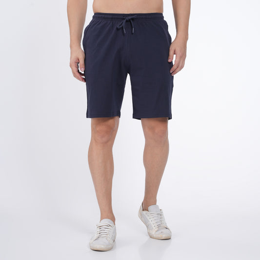 NAVY SLIM FIT KNITTED SHORTS
