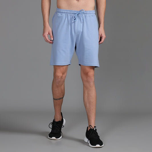 LIGHT BLUE KNITTED SHORTS