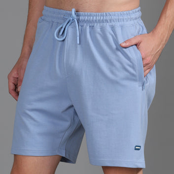LIGHT BLUE KNITTED SHORTS
