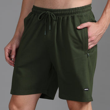 OLIVE KNITTED SHORTS