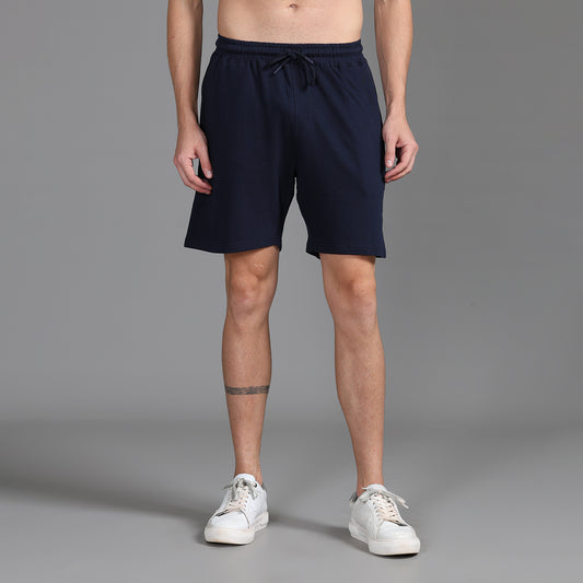 NAVY KNITTED SHORTS
