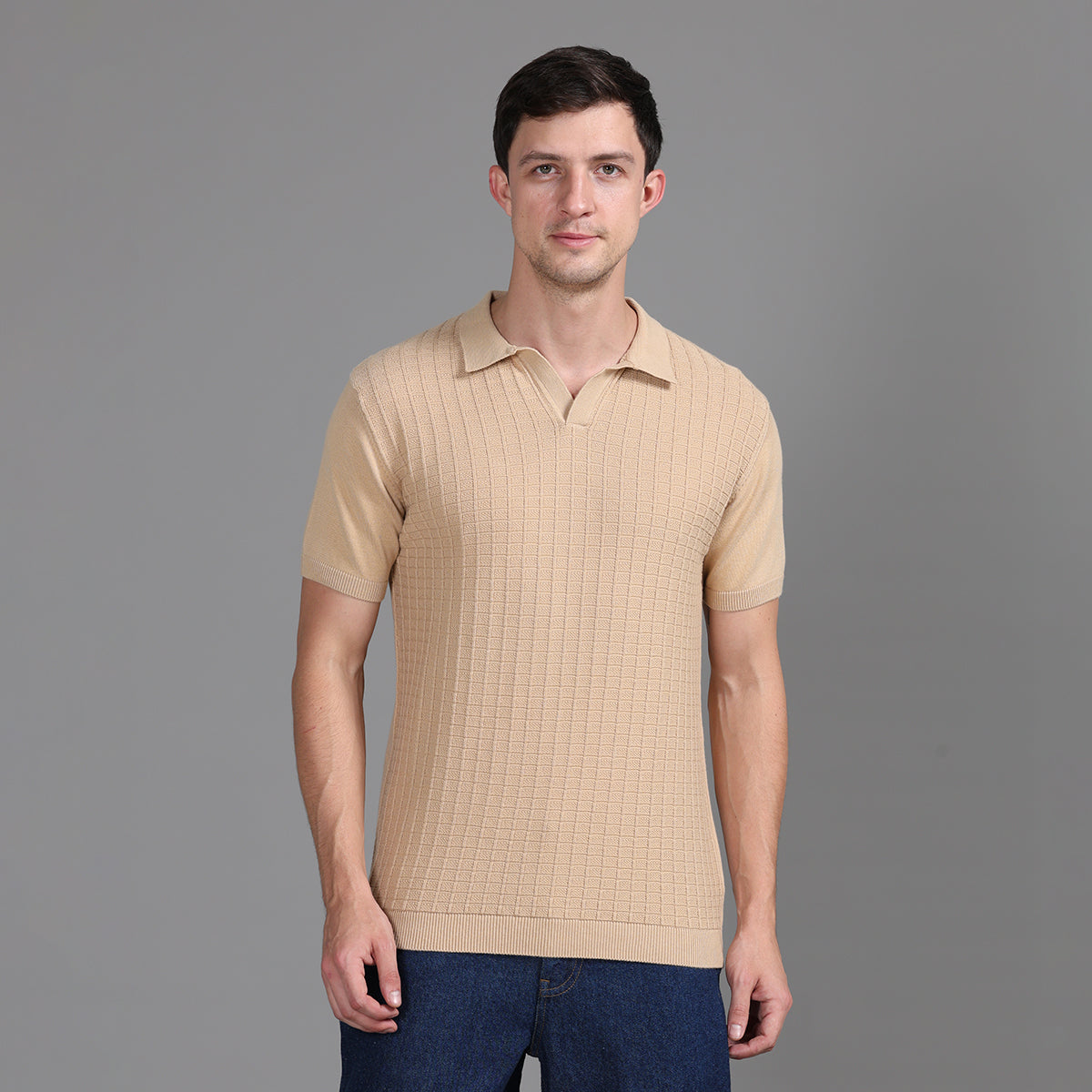FLAT KNIT COTTON POLO SHIRT