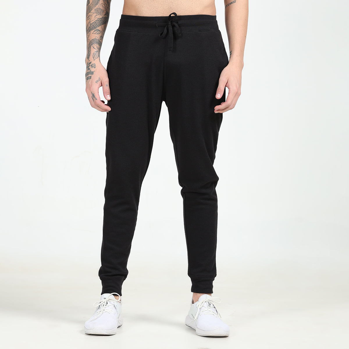 Black waffle joggers sale