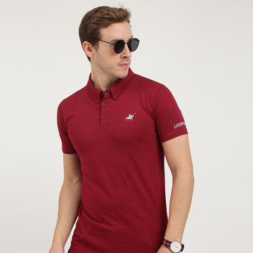 SOLID COTTON POLO SHIRT