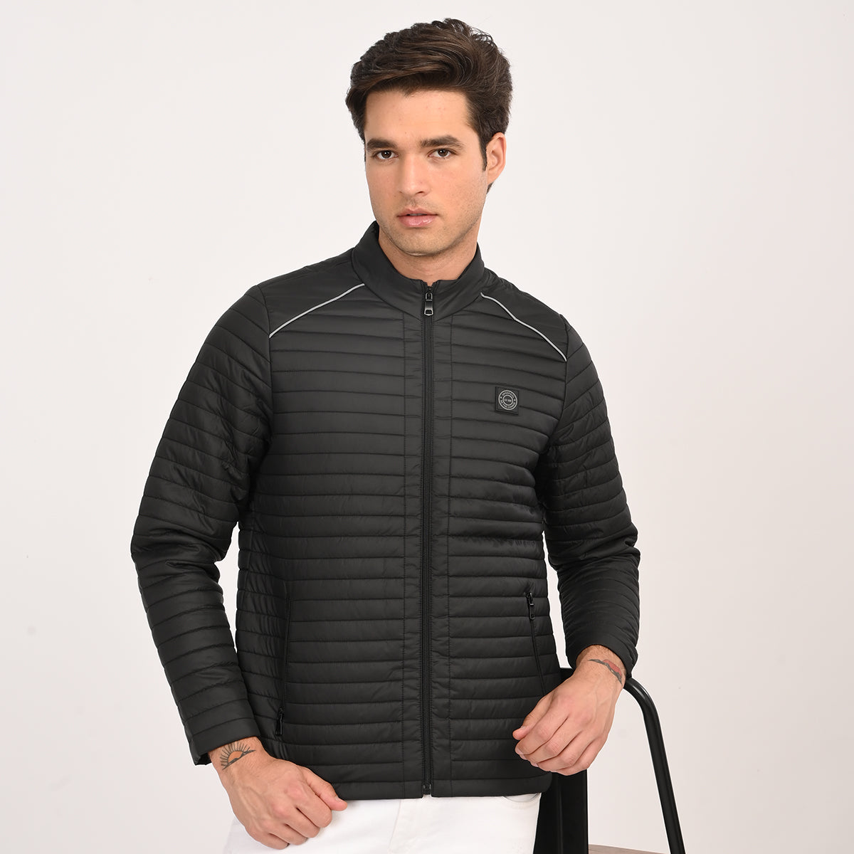 REGULAR FIT QUILTED CIRE JACKET