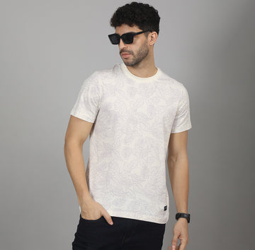 REGULAR FIT AOP CREW NECK COTTON TSHIRT