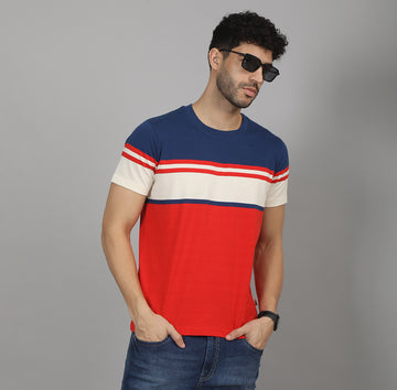 REGULAR FIT STRIPES CREW NECK COTTON TSHIRT