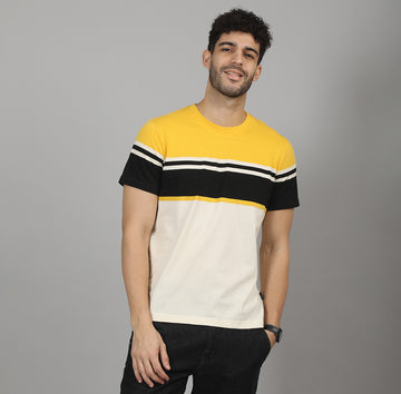 REGULAR FIT STRIPES CREW NECK COTTON TSHIRT