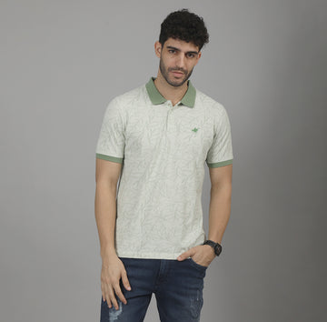 REGULAR FIT AOP COTTON POLO SHIRT