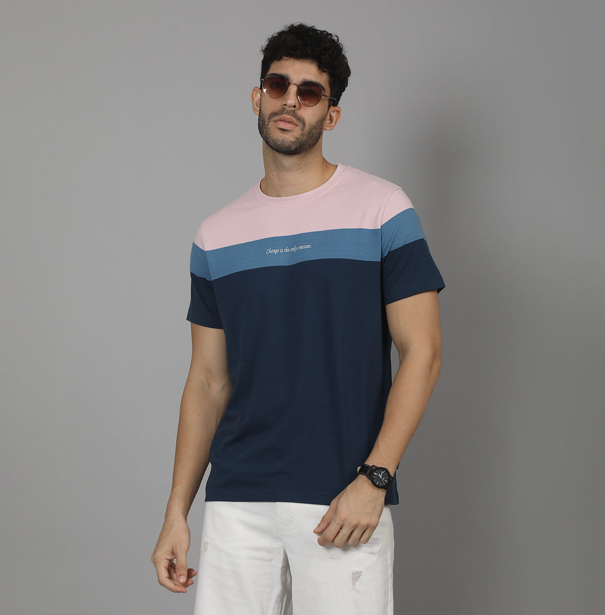 REGULAR FIT STRIPES CREW NECK COTTON TSHIRT