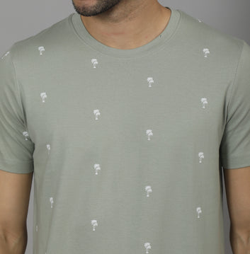 REGULAR FIT AOP CREW NECK COTTON TSHIRT