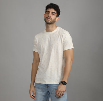 REGULAR FIT AOP CREW NECK COTTON TSHIRT