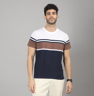 REGULAR FIT STRIPES CREW NECK COTTON TSHIRT