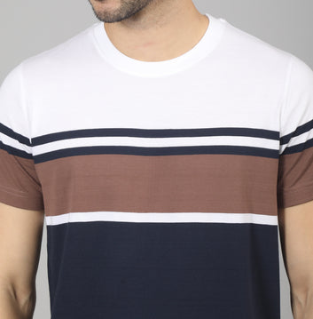 REGULAR FIT STRIPES CREW NECK COTTON TSHIRT