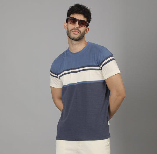 REGULAR FIT STRIPES CREW NECK COTTON TSHIRT