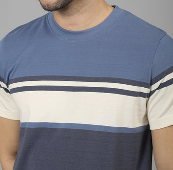 REGULAR FIT STRIPES CREW NECK COTTON TSHIRT