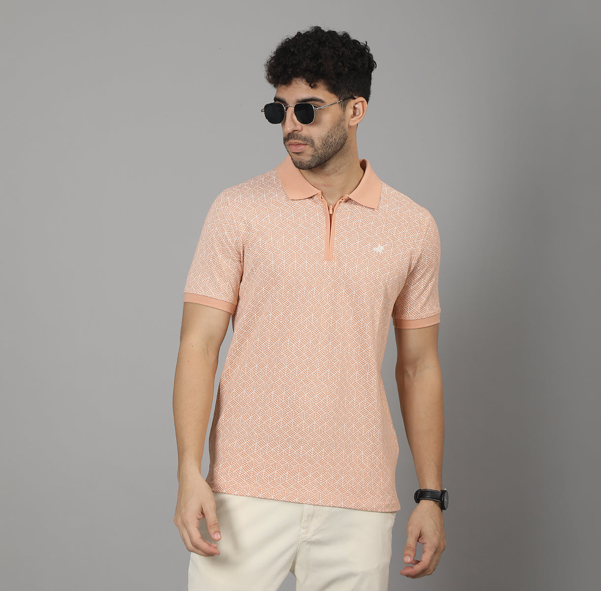 REGULAR FIT AOP COTTON POLO SHIRT