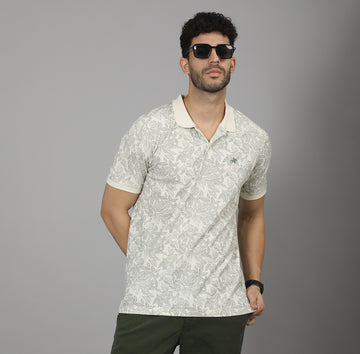 REGULAR FIT AOP COTTON POLO SHIRT