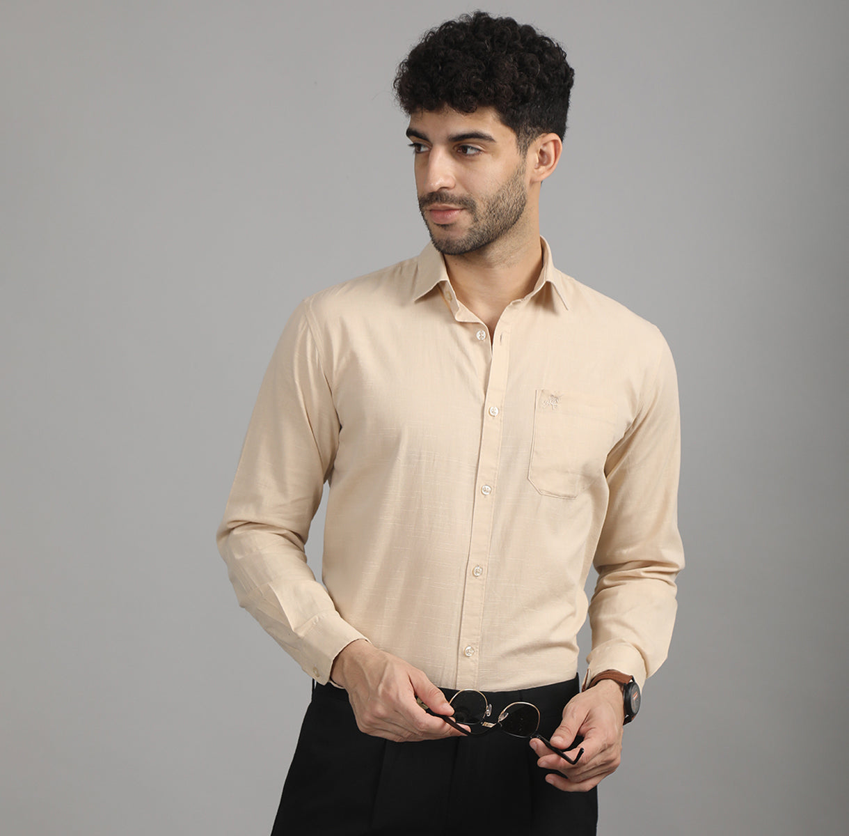 FULL SLEEVES CASUAL COTTON SLUB SHIRT