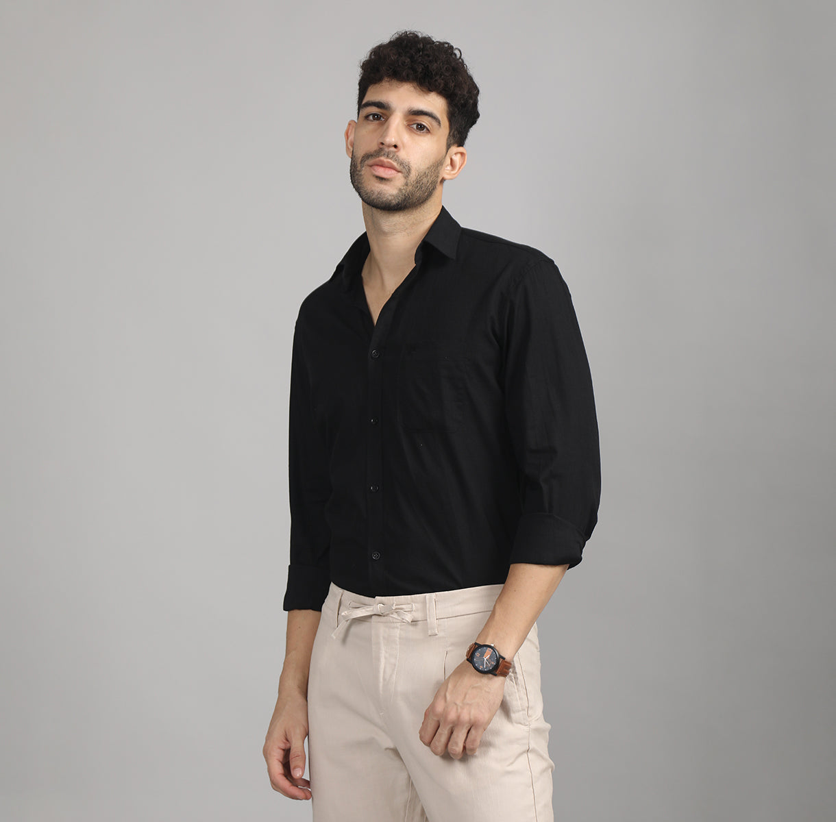 FULL SLEEVES CASUAL COTTON SLUB SHIRT