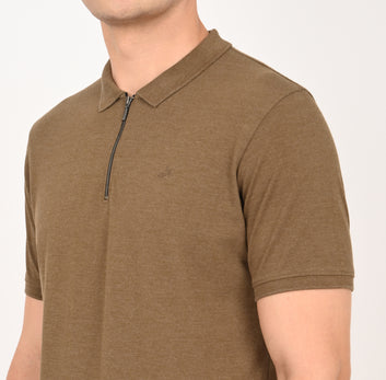 SLIM FIT POLO SHIRT WITH ZIP
