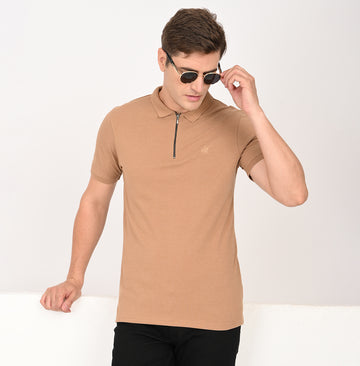 SLIM FIT POLO SHIRT WITH ZIP