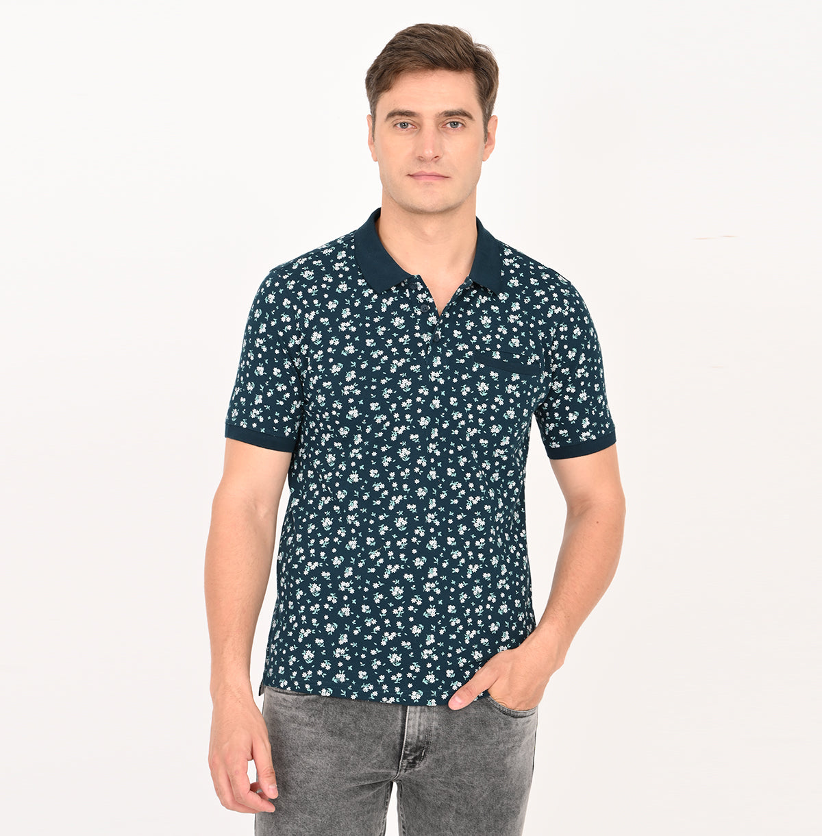 SLIM FIT AOP POLO SHIRT