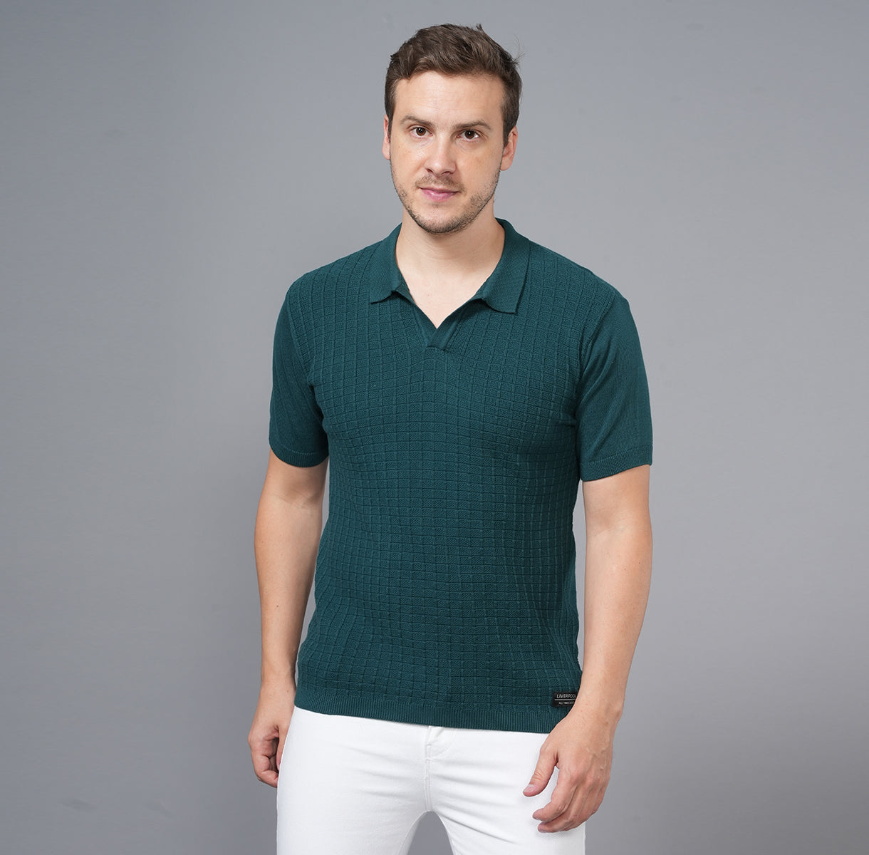 FLAT KNIT COTTON POLO SHIRT