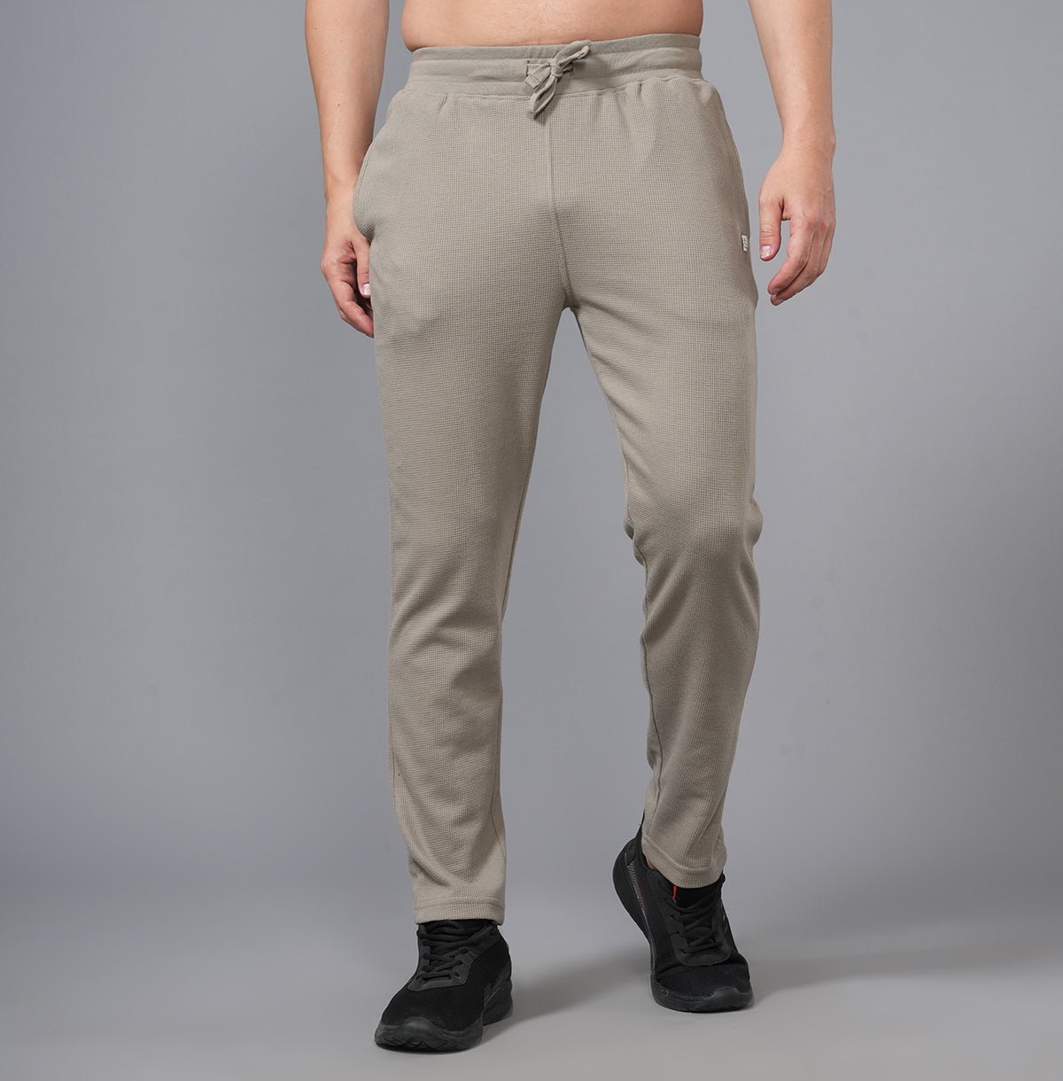 KHAKHI WAFFLE FABRIC JOGGERS