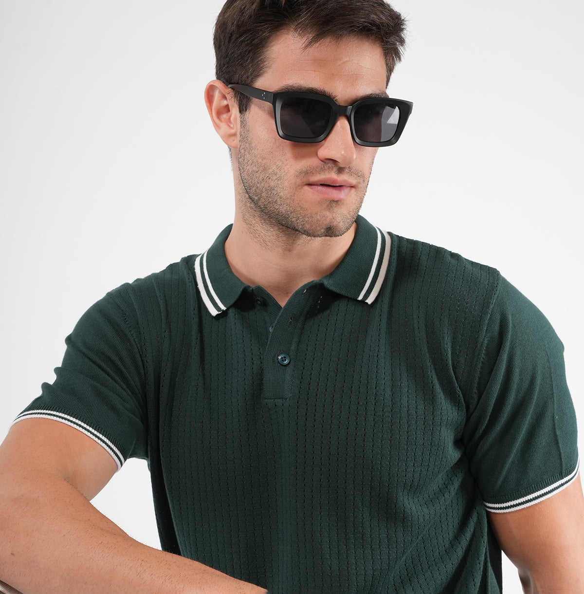 HALF SLEEVES POLO SWEATER