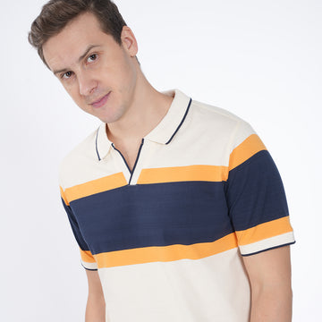 SLIM FIT ENGINEER STRIPES COTTON POLO SHIRT