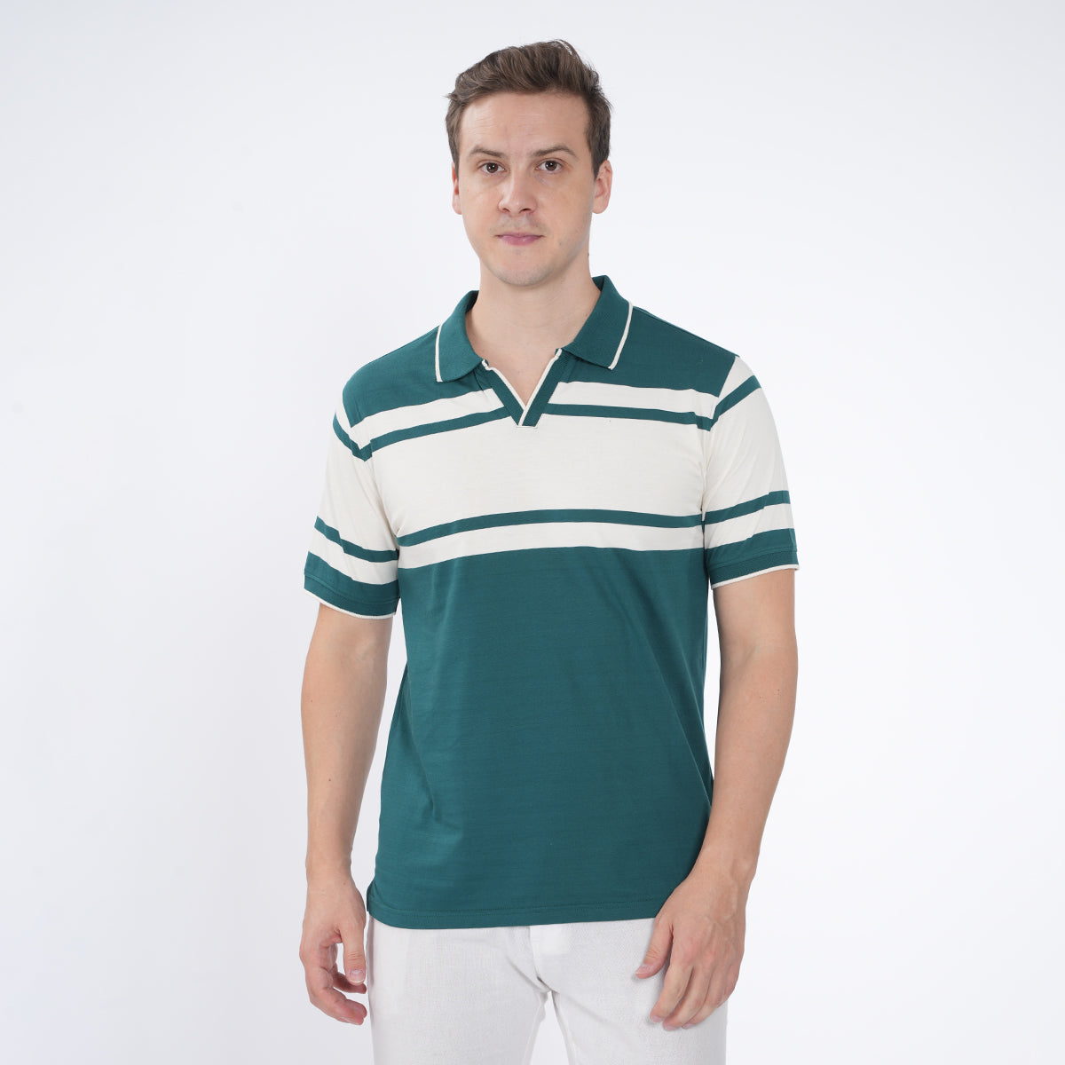 SLIM FIT ENGINEER STRIPES COTTON POLO SHIRT