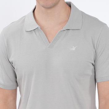 SLIM FIT POPCORN COTTON POLO SHIRT