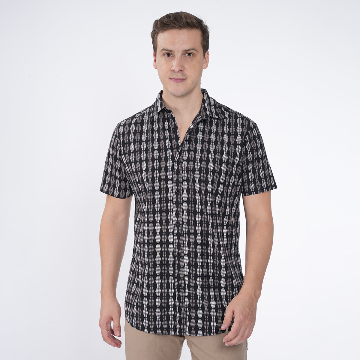 AOP HALF SLEEVES BAGRU PRINT SHIRT