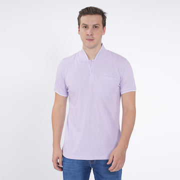 SLIM FIT HIGH NECK COTTON POLO SHIRT